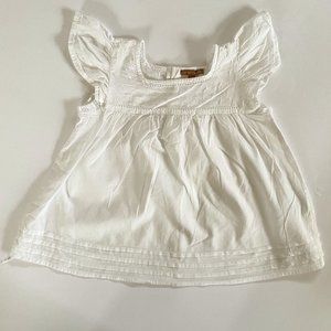 NWOT girls sleeveless Swiss dot flutter-sleeve white cotton blouse, 4-5Y